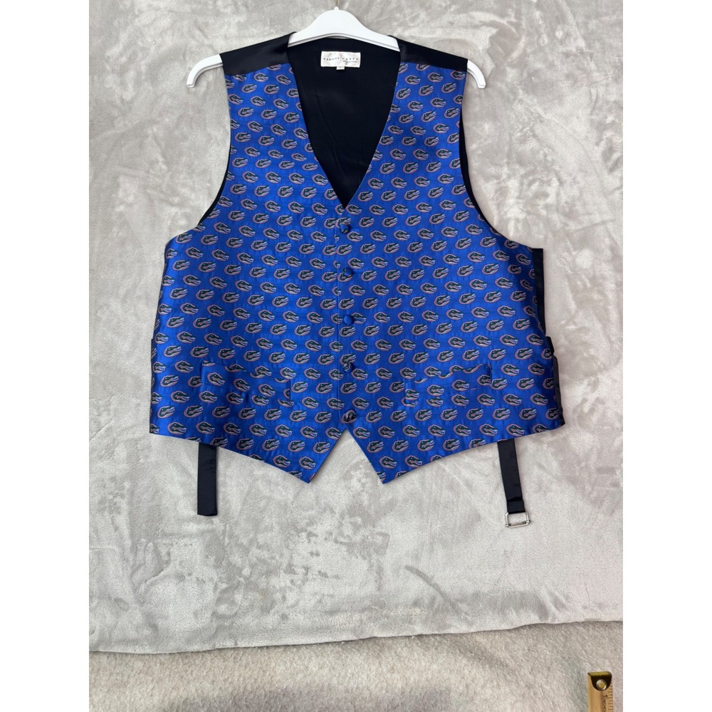 Varsity Vests Florida Gators Mens Large Blue 100% Silk Logo Tuxedo Vest NCAA